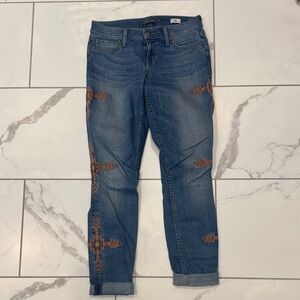 Level 99 Blue Jeans with Orange Embroidery